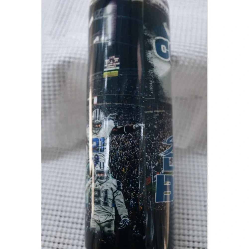 Dallas Cowboys Nation Football Tall Skinny Tumbler Cup w Lid 8 inch BPA Free